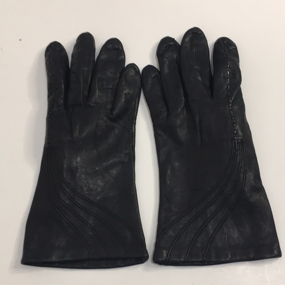 GENUINE Leather Women Black Gloves Size S - Picture 9 of 12